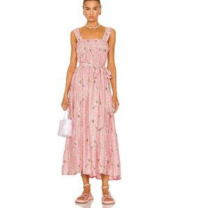 NATALIE MARTIN Jasmine Silk Maxi Dress Andromeda Shell Pink Floral Print Size XS